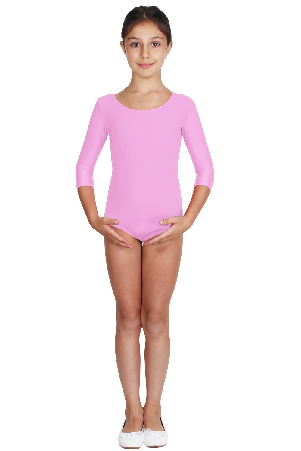 BODY DANZA LYCRA MANICA TRE QUARTI ROSA BAMBINA